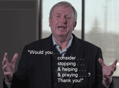 Man with hands raised asking for financial help